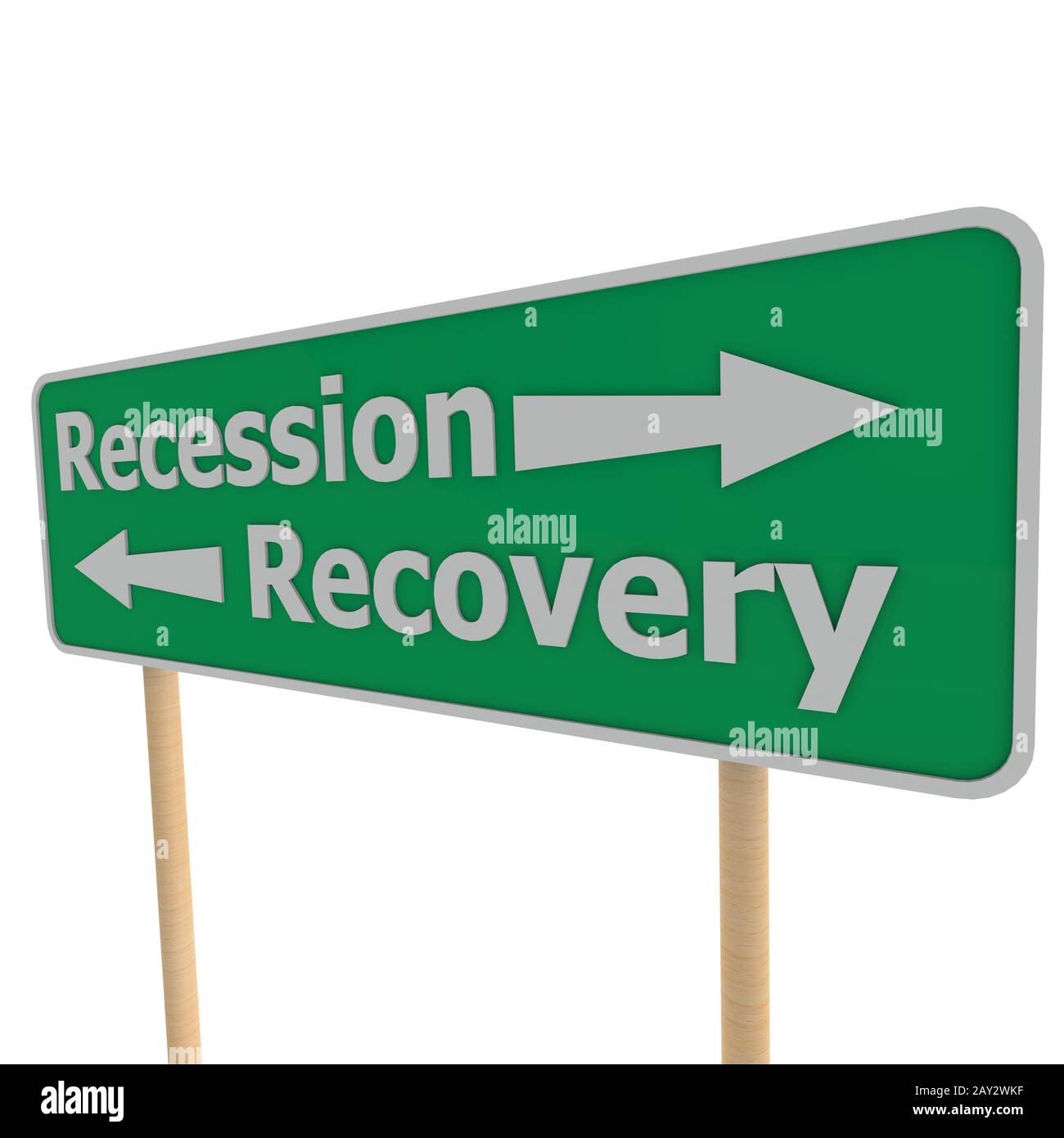 Rezession recovery Schild Stockfoto