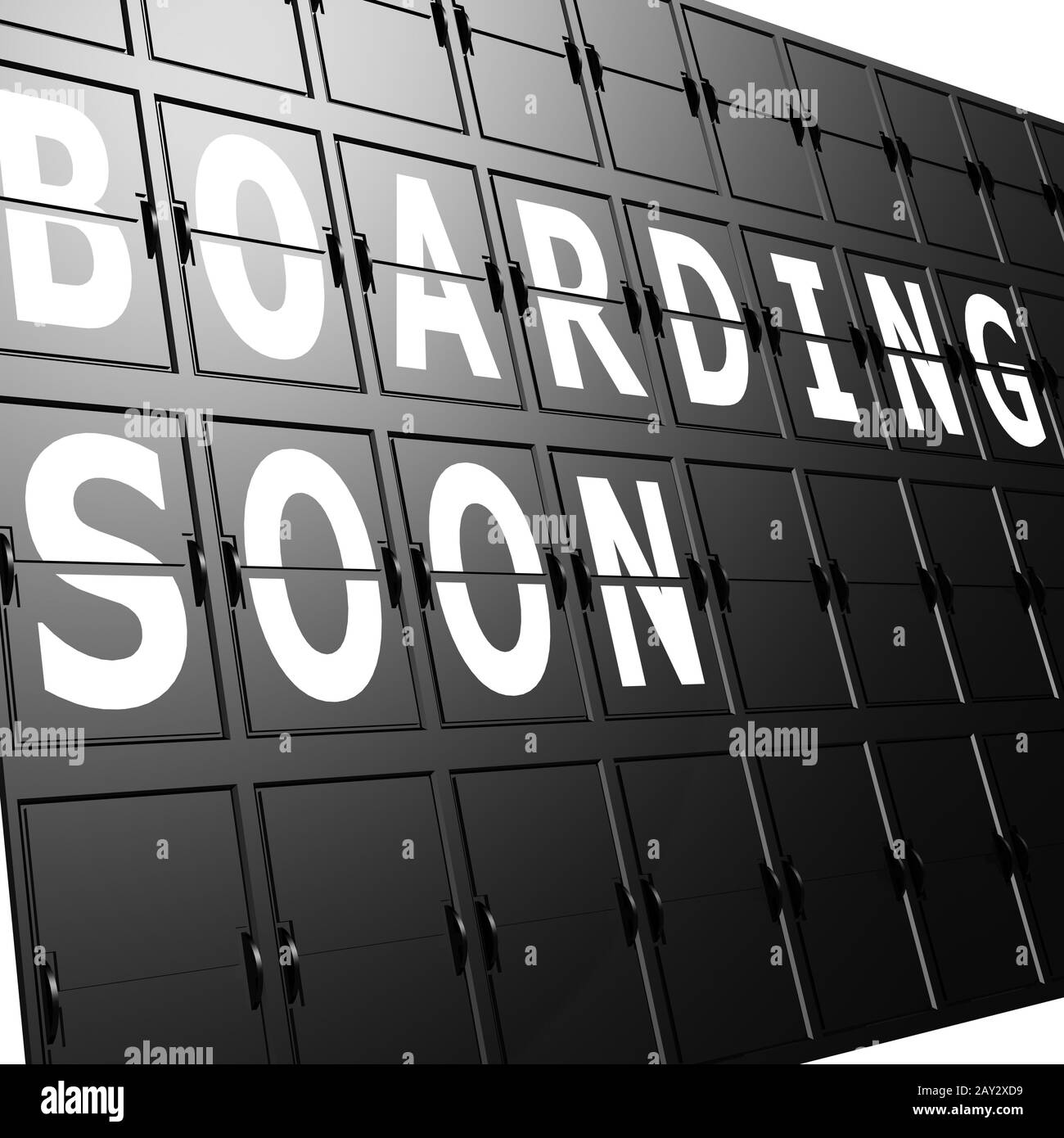 Flughafen Anzeige boarding bald Stockfoto