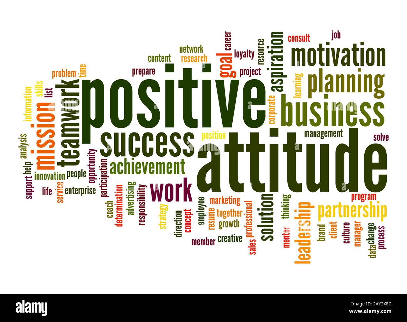 Positive Einstellung Word cloud Stockfoto