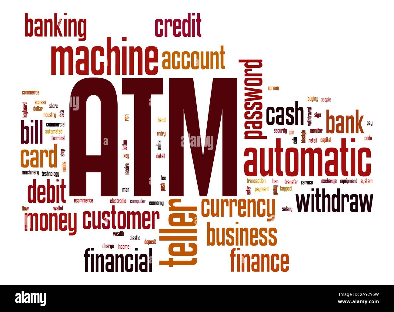 ATM-Wortwolke Stockfoto