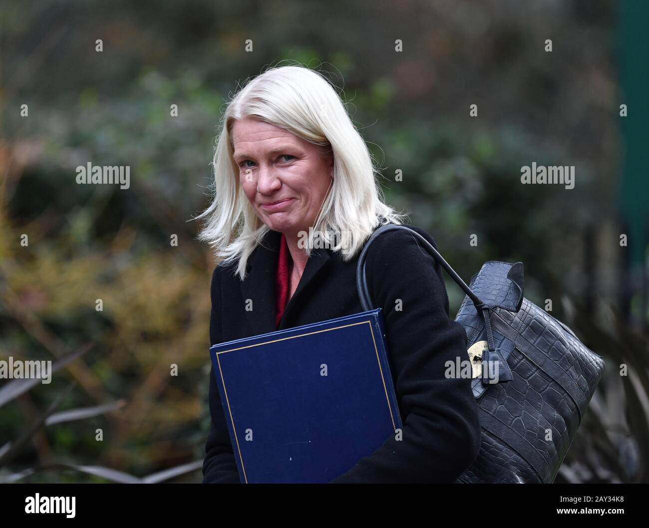 Downing Street, London, Großbritannien. Februar 2020. Amanda Milling, Abgeordnete des Ministers ohne Portfolio, Vorsitzender der Conservative Party, in Downing Street für wöchentliche Kabinettstreffen. Kredit: Malcolm Park/Alamy Live News. Stockfoto