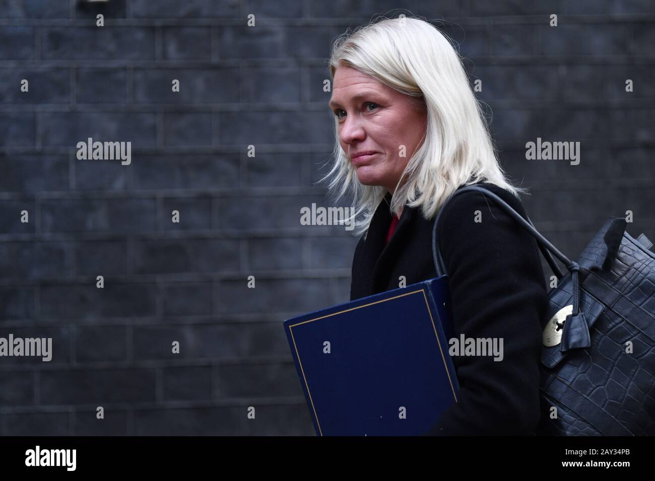 Downing Street, London, Großbritannien. Februar 2020. Amanda Milling, Abgeordnete des Ministers ohne Portfolio, Vorsitzender der Conservative Party, in Downing Street für wöchentliche Kabinettstreffen. Kredit: Malcolm Park/Alamy Live News. Stockfoto