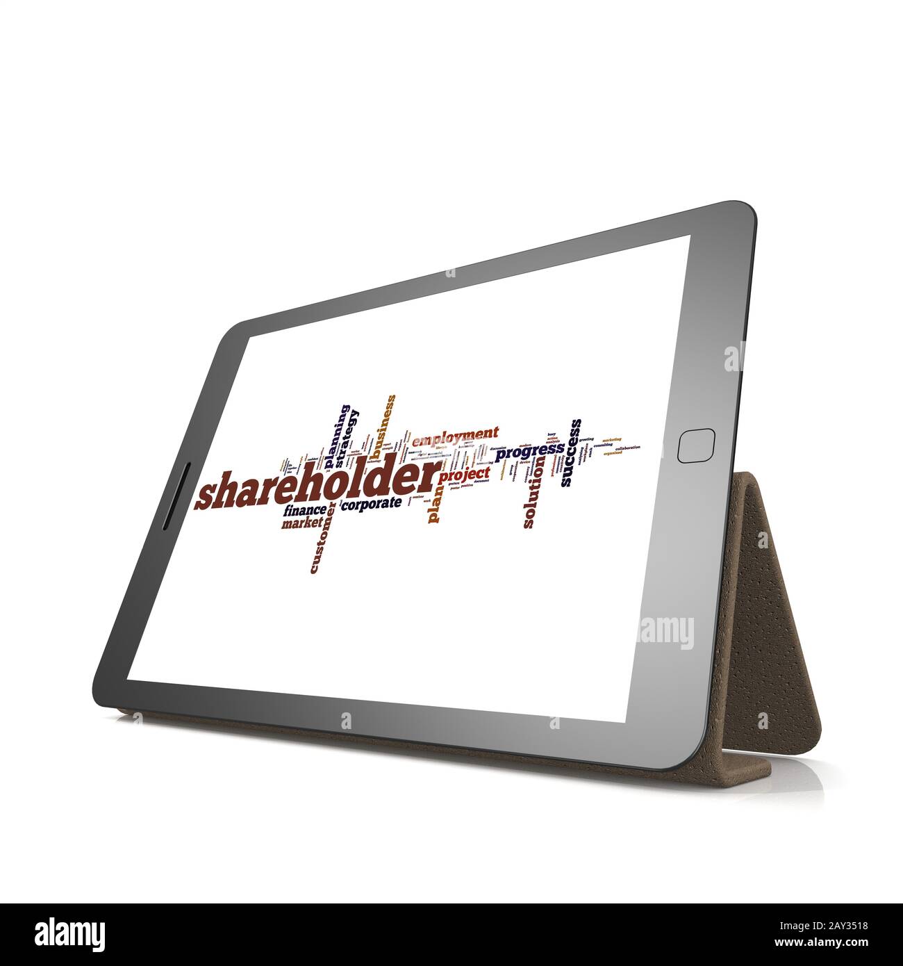 Shareholder Word Cloud auf Tablet Stockfoto
