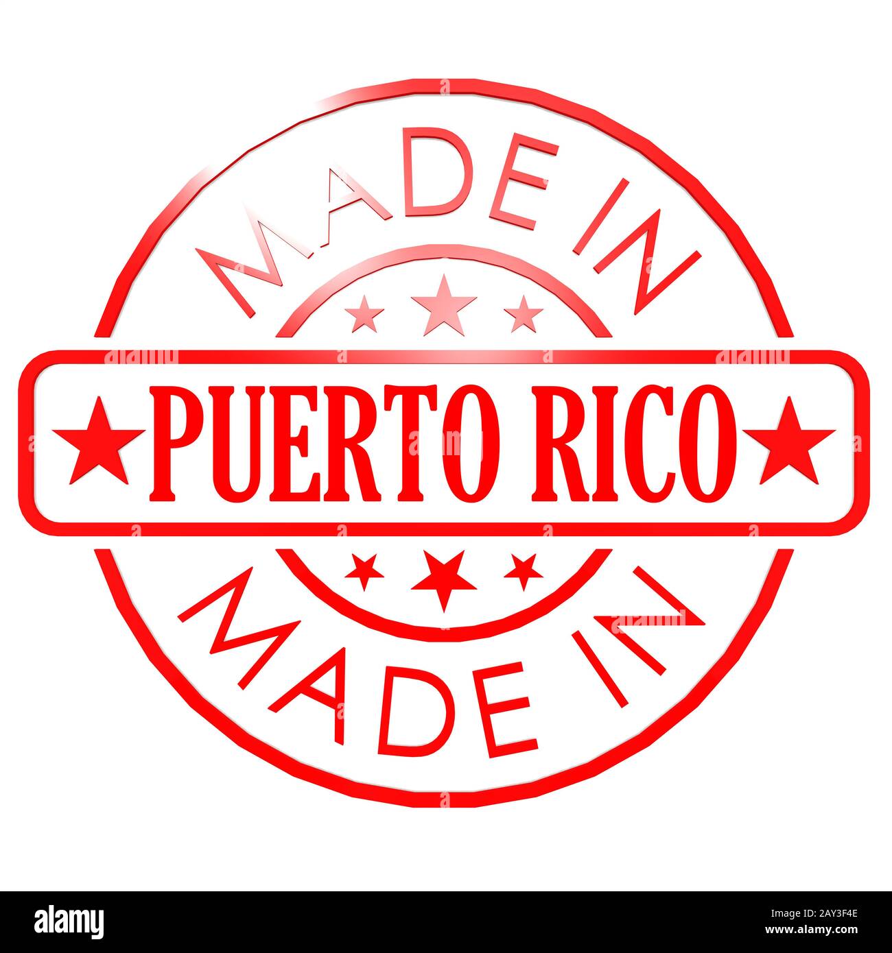 Hergestellt in Puerto Rico mit roter Dichtung Stockfoto