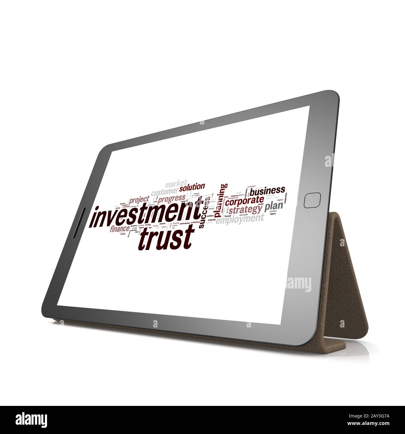 "Investment Trust"-Wort "Cloud" auf Tablet Stockfoto