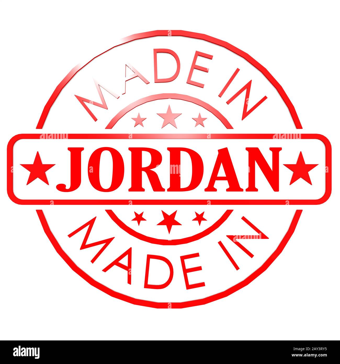 Hergestellt in Jordan Red Seal Stockfoto