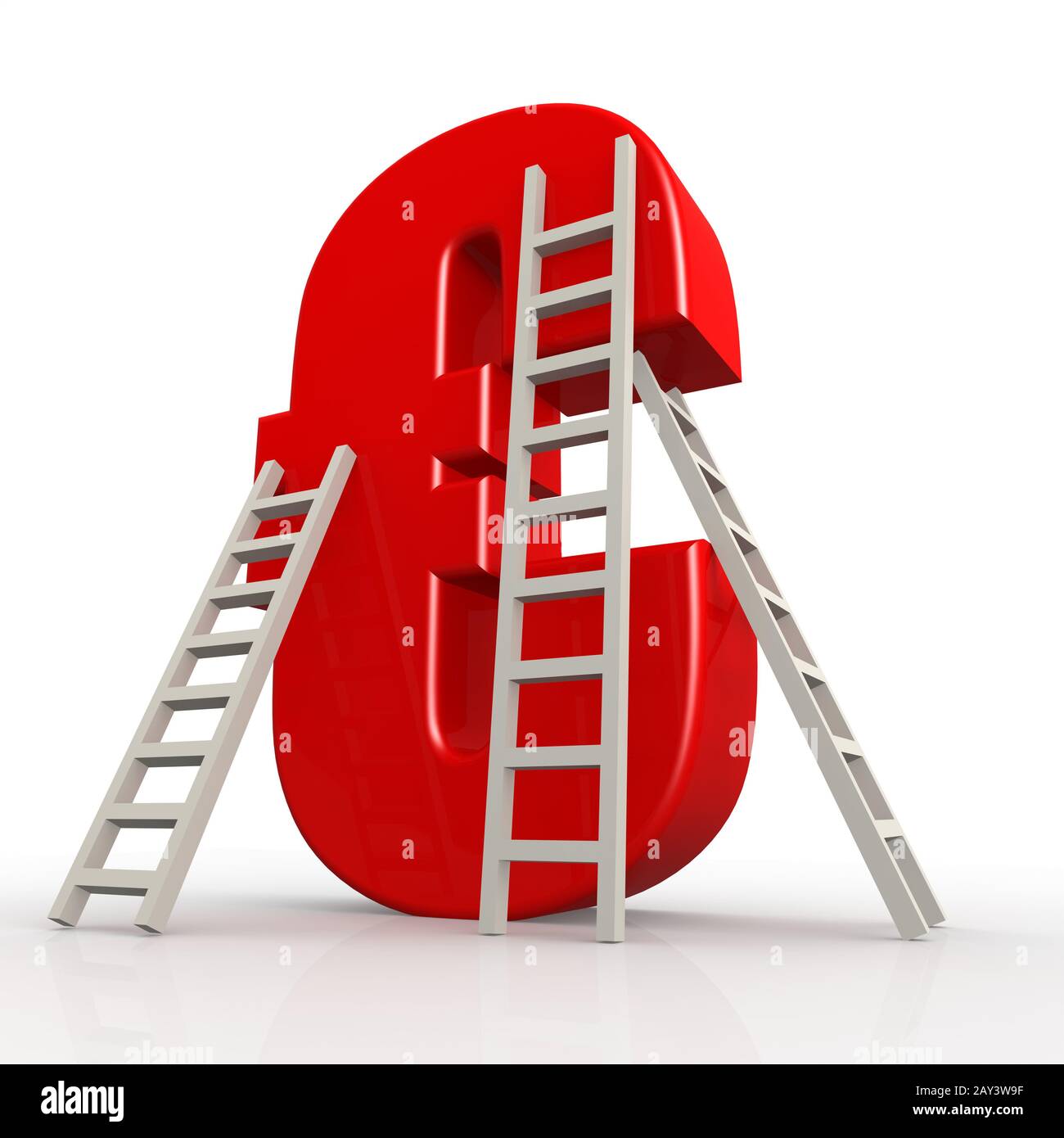 Rotes Euro-Schild mit Leiter Stockfoto