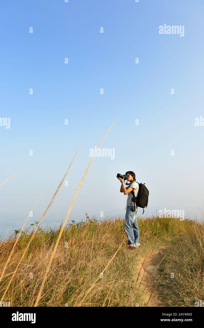 Outdoor-Fotografen nehmen Foto Stockfoto