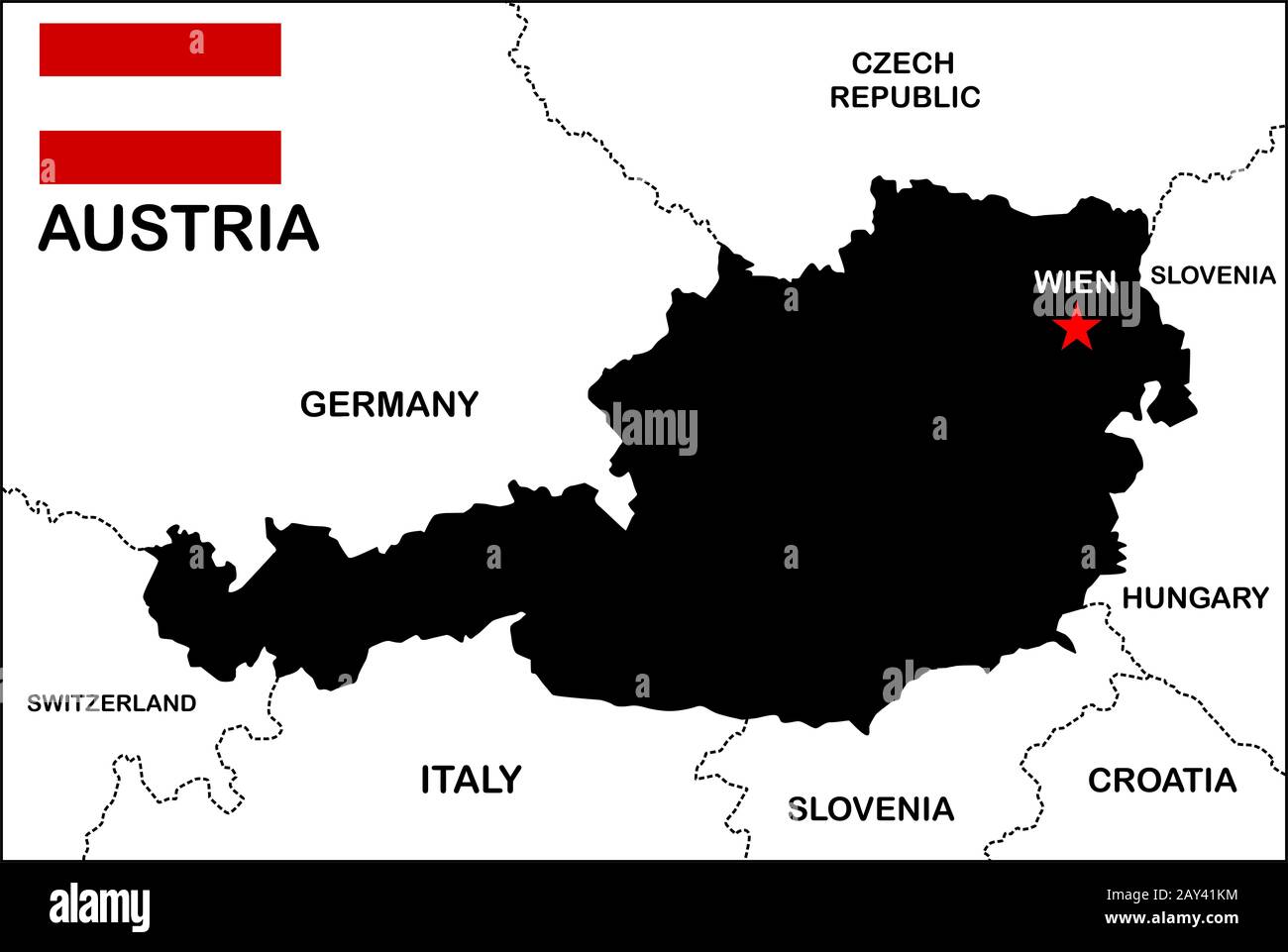 Österreich Karte Stockfoto