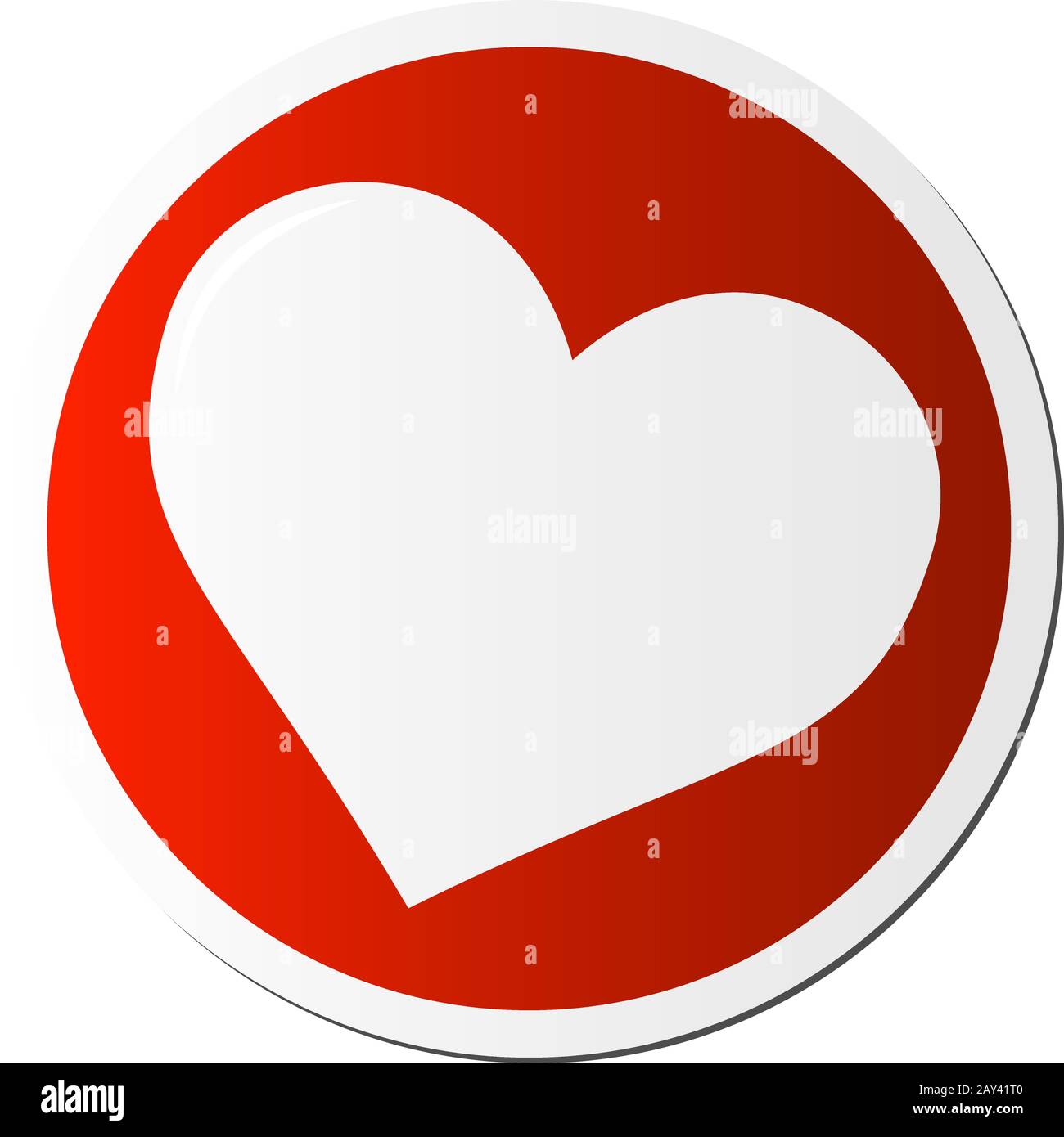 Rundes rotes Herzsymbol oder -Symbol für die Abbildung von Liebesbeziehungen oder romantischen Beziehungsvektoren Stock Vektor