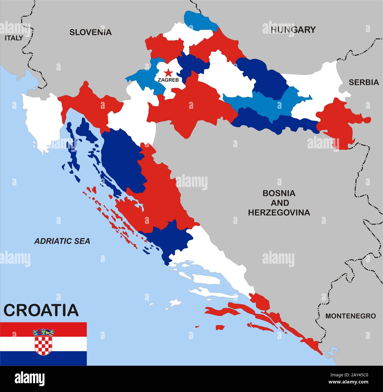 Flag Map Country Croatia Stockfotos und -bilder Kaufen - Alamy