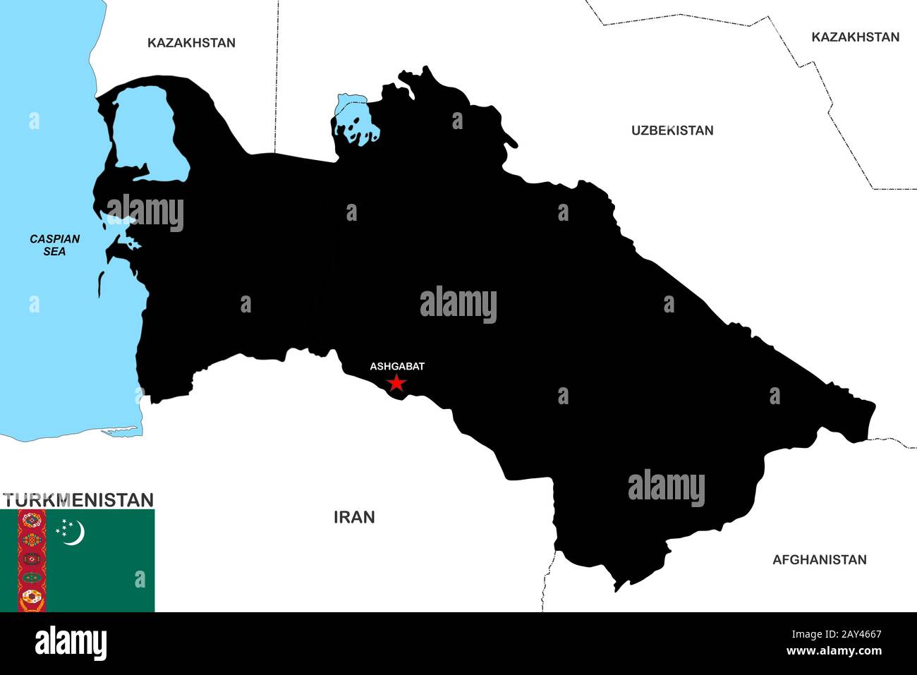 turkmenistan Karte Stockfoto