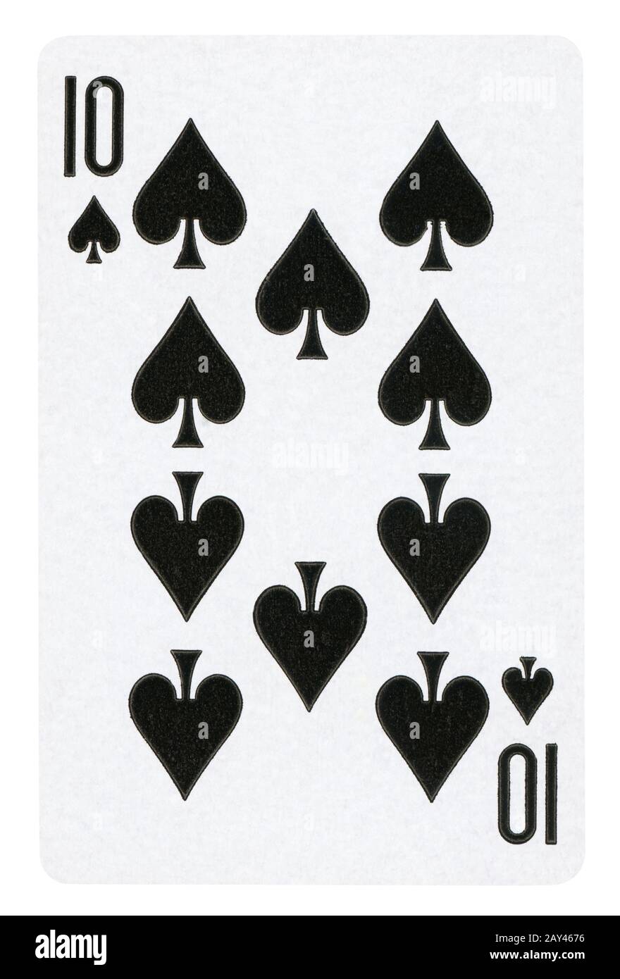 Zehn der Spaten Vintage Playing Card - isoliert auf weißem (clipping path enthalten) Stockfoto