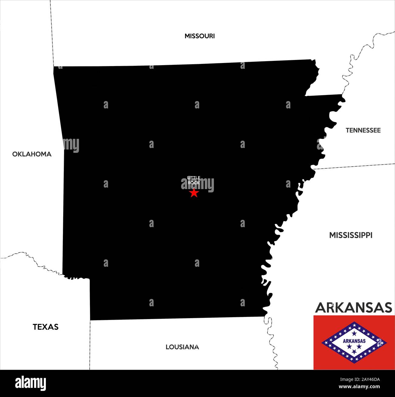 Arkansas State Karte Stockfoto