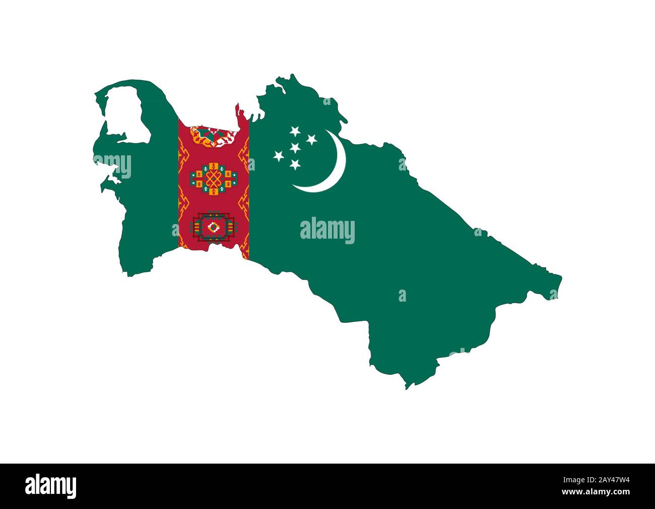 turkmenistan Flaggenkarte Stockfoto