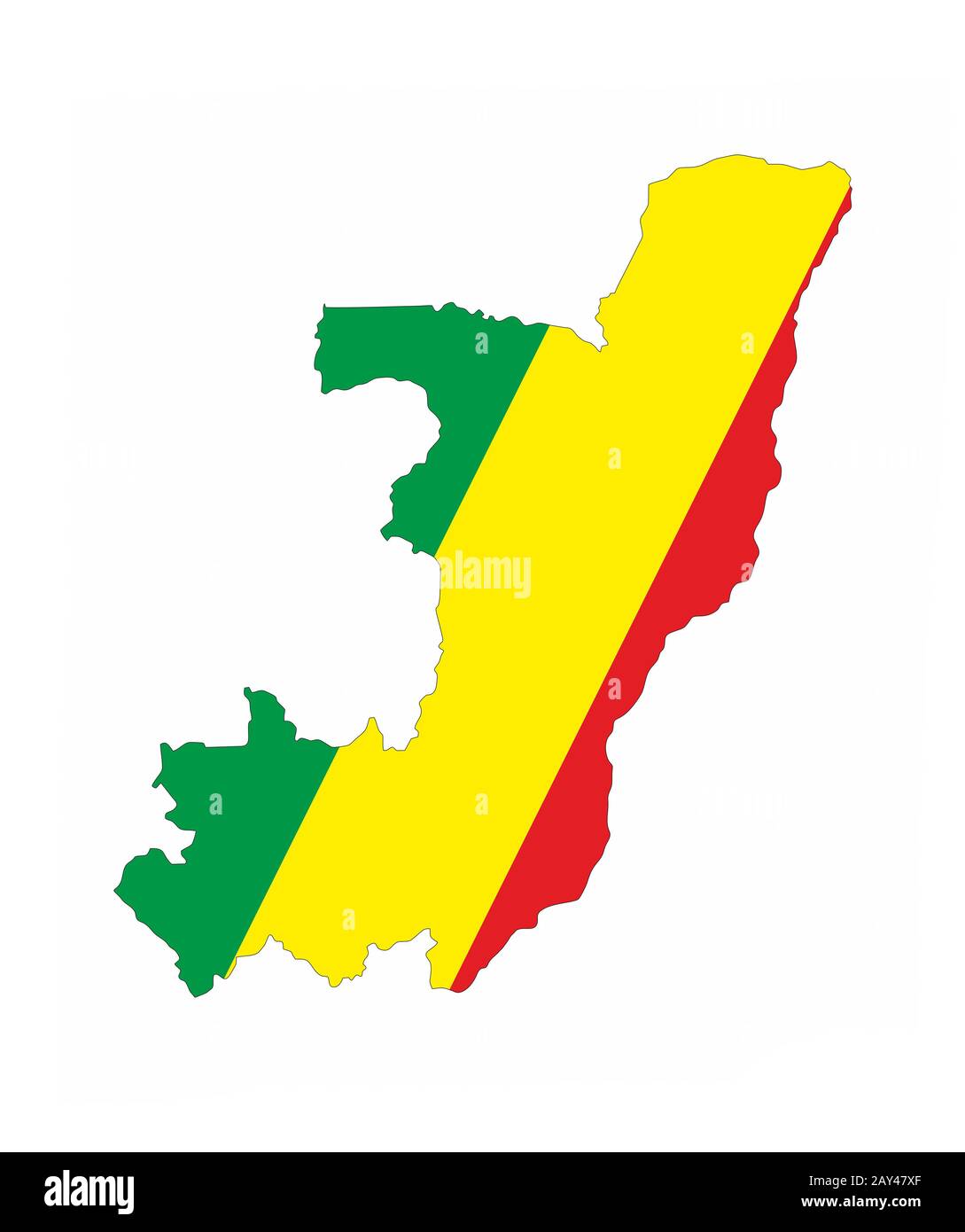 karte der Flagge der republik kongo Stockfoto