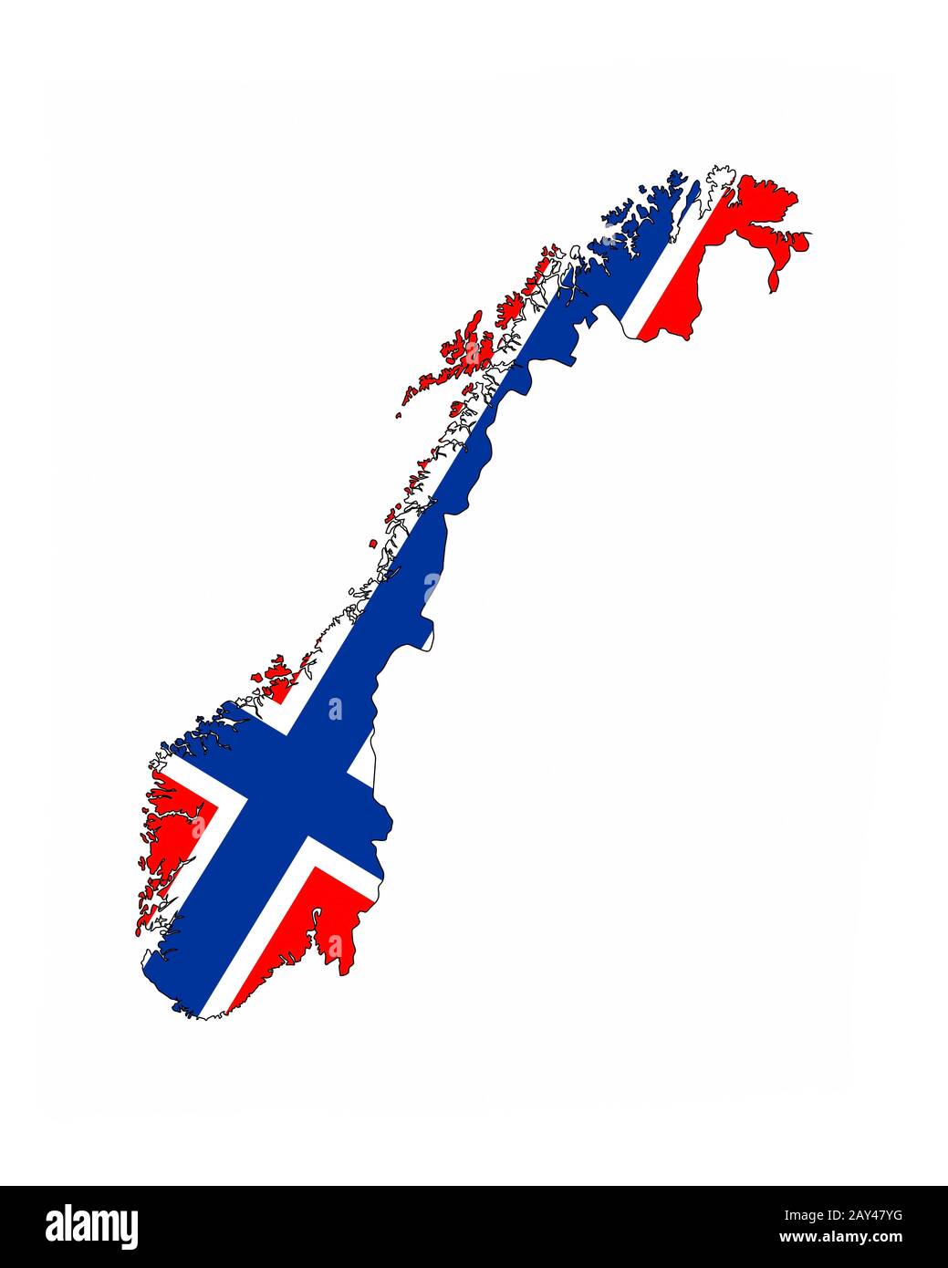 karte mit norwegen-flagge Stockfoto