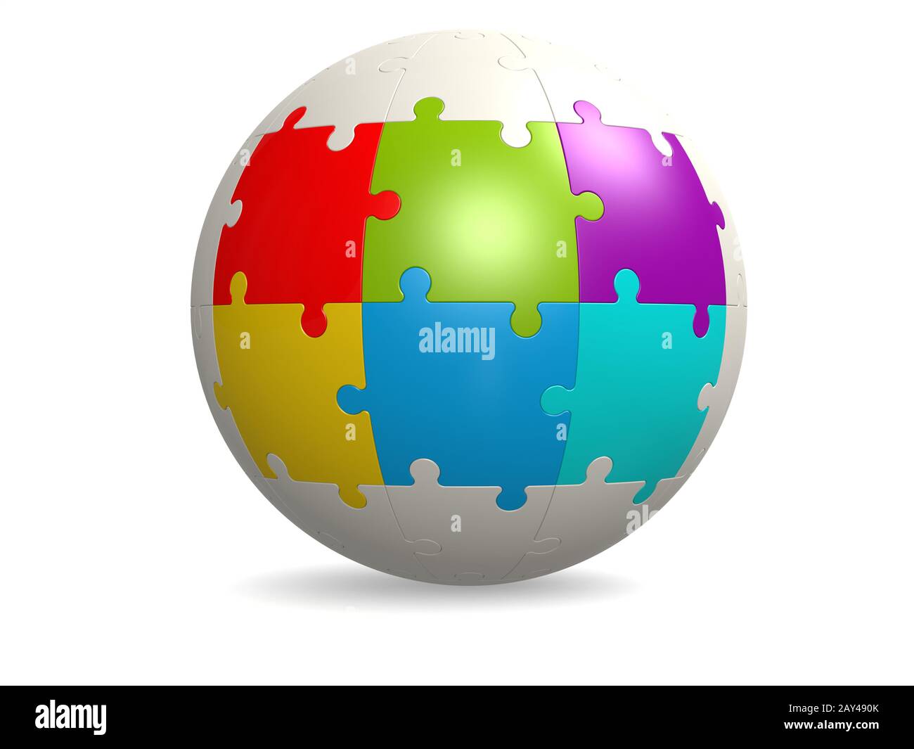 Weißes rundes Puzzle mit sechs Farben Stockfotografie - Alamy