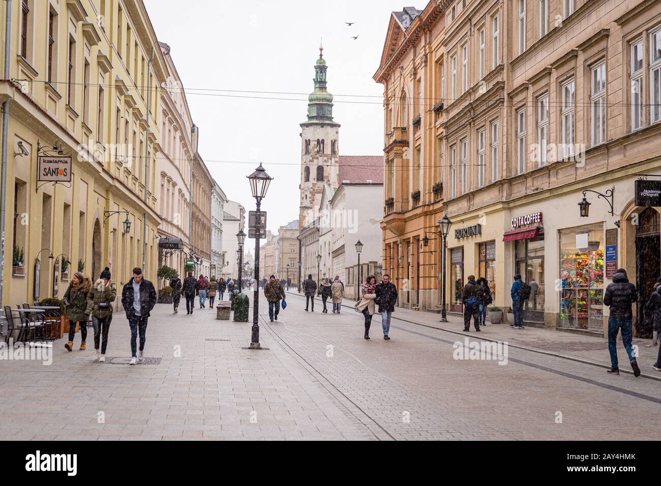 Blick auf die Straße in Krakow, Polen Stockfoto