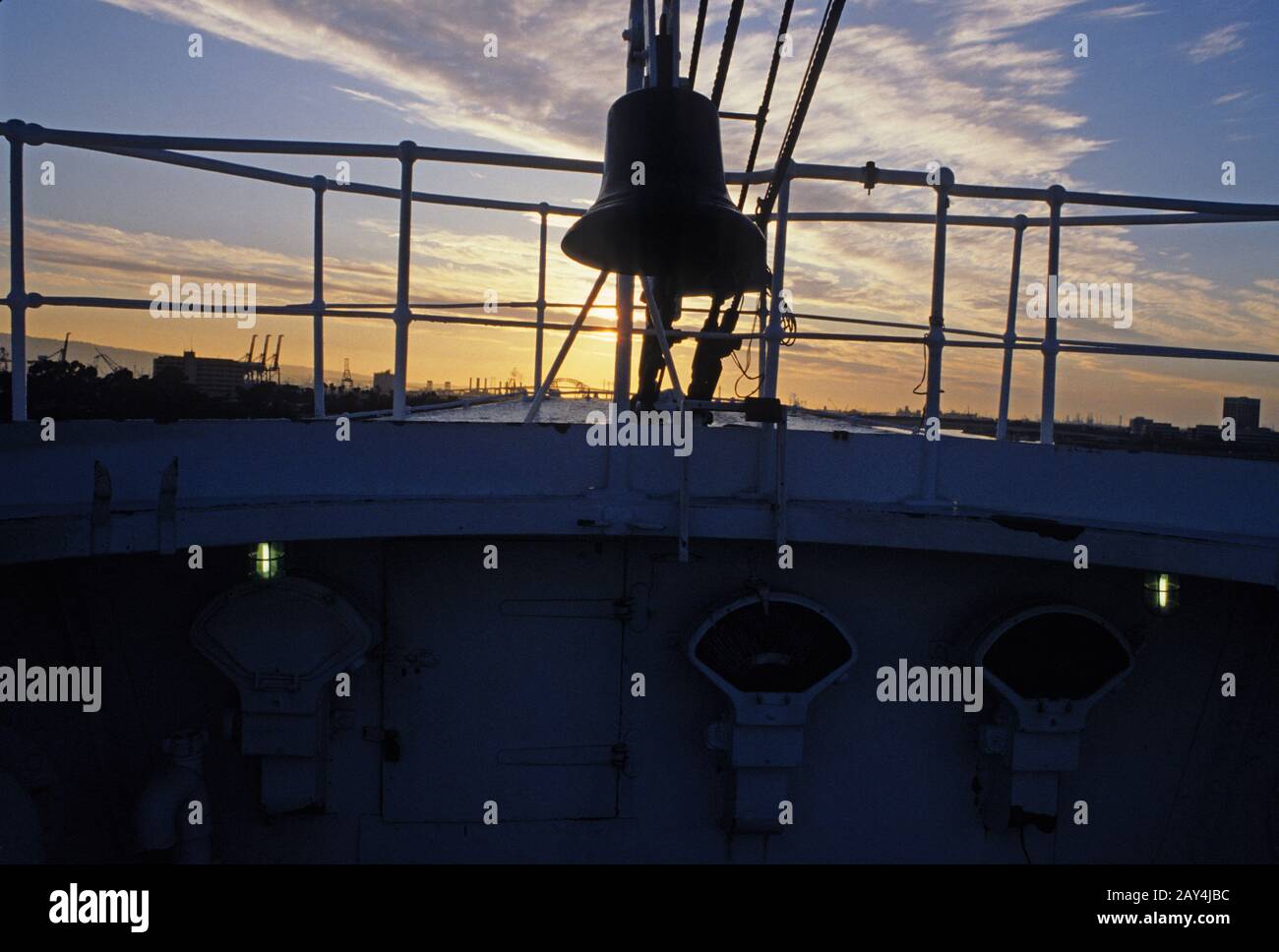 Sonnenuntergang von der Queen Mary, Long Beach California Stockfoto