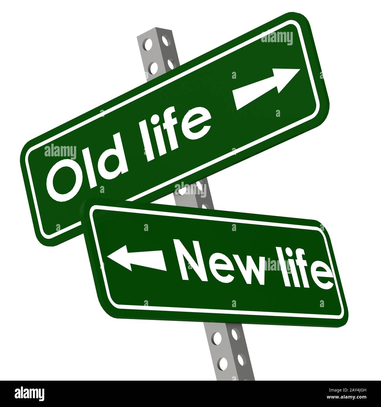 Neues Leben und altes Leben Schild in grüner Farbe Stockfoto
