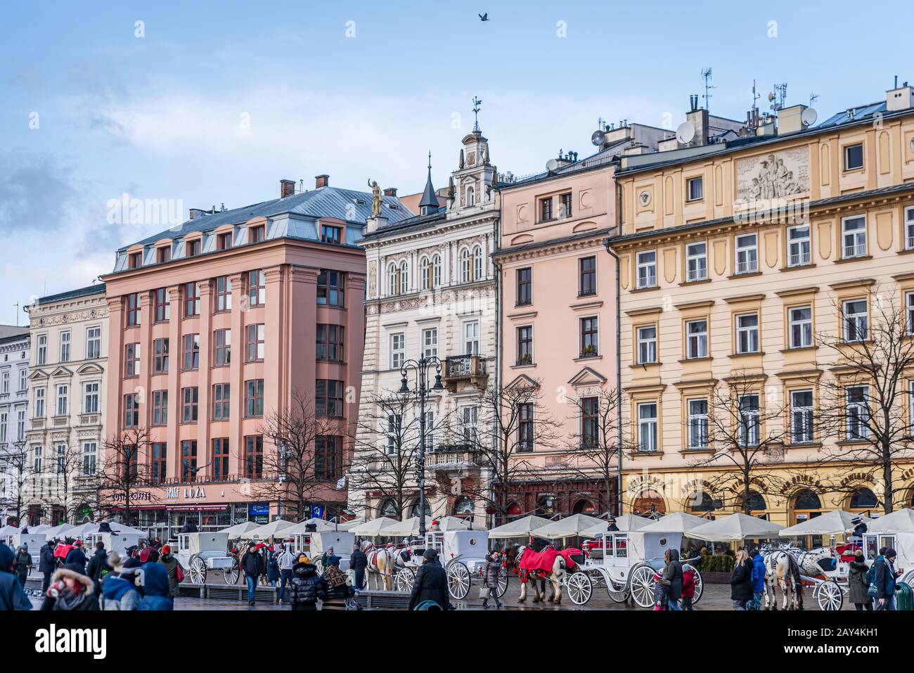 Gebäude am Hauptplatz, Krakow, Polen Stockfoto