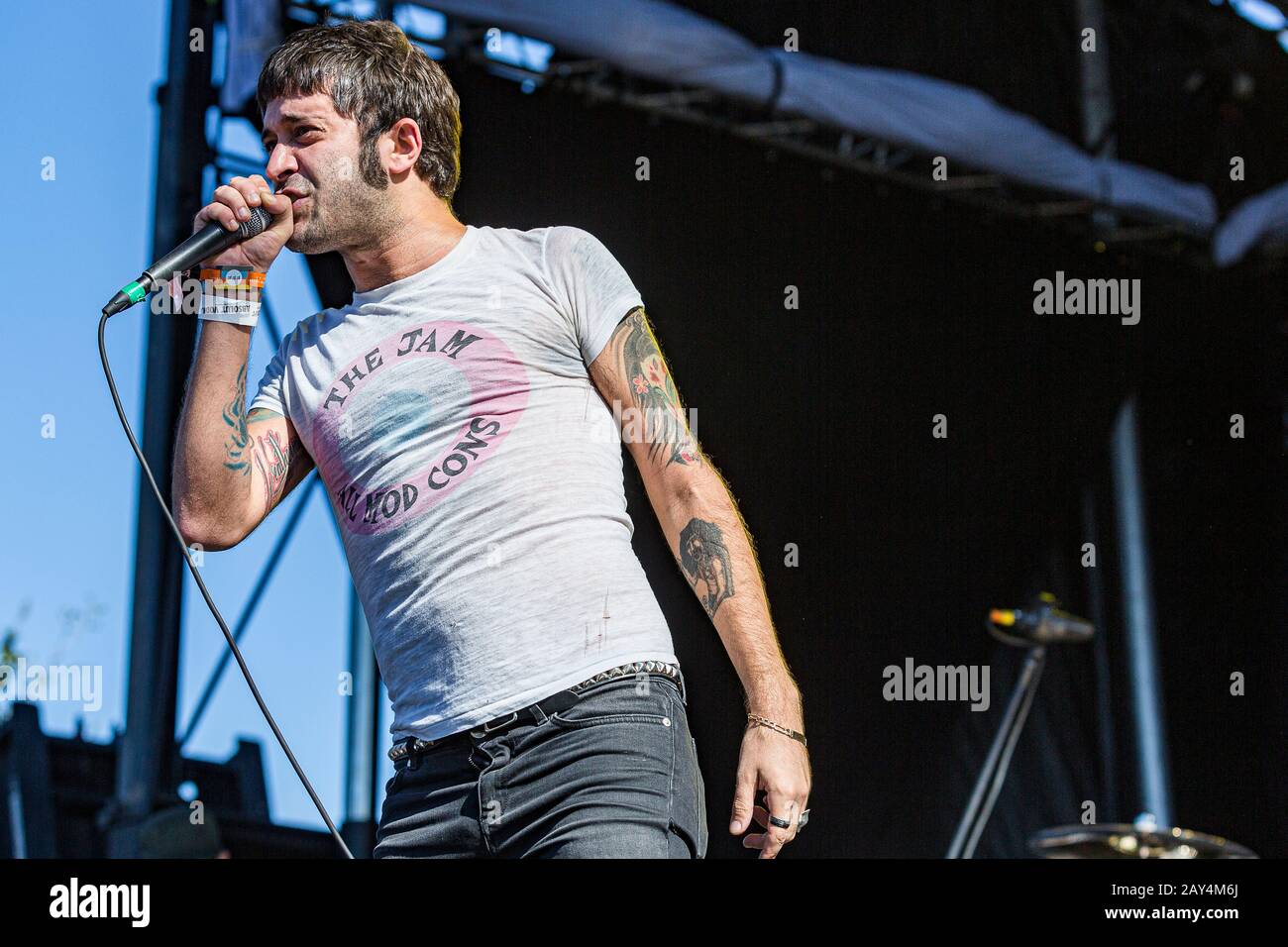 Austin, TX - 07. NOVEMBER: Glassjaw tritt am 7. November 2014 in Austin, Texas, auf der Bühne beim Fun Fun Fn fest auf. Stockfoto