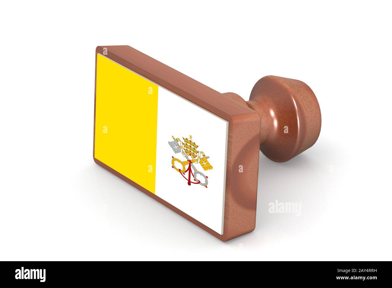 Holz Stempel mit Vatikanstadt Flagge Stockfoto