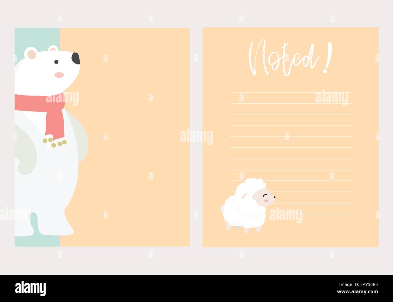 Set aus Tieren und niedlichen Vektorkarten, Notizen, Sticker, Etiketten, Tags mit niedlichen ornamentlichen Illustrationen. Vorlage für Scrapbooking, Wrapping, Notebooks, Stockfoto