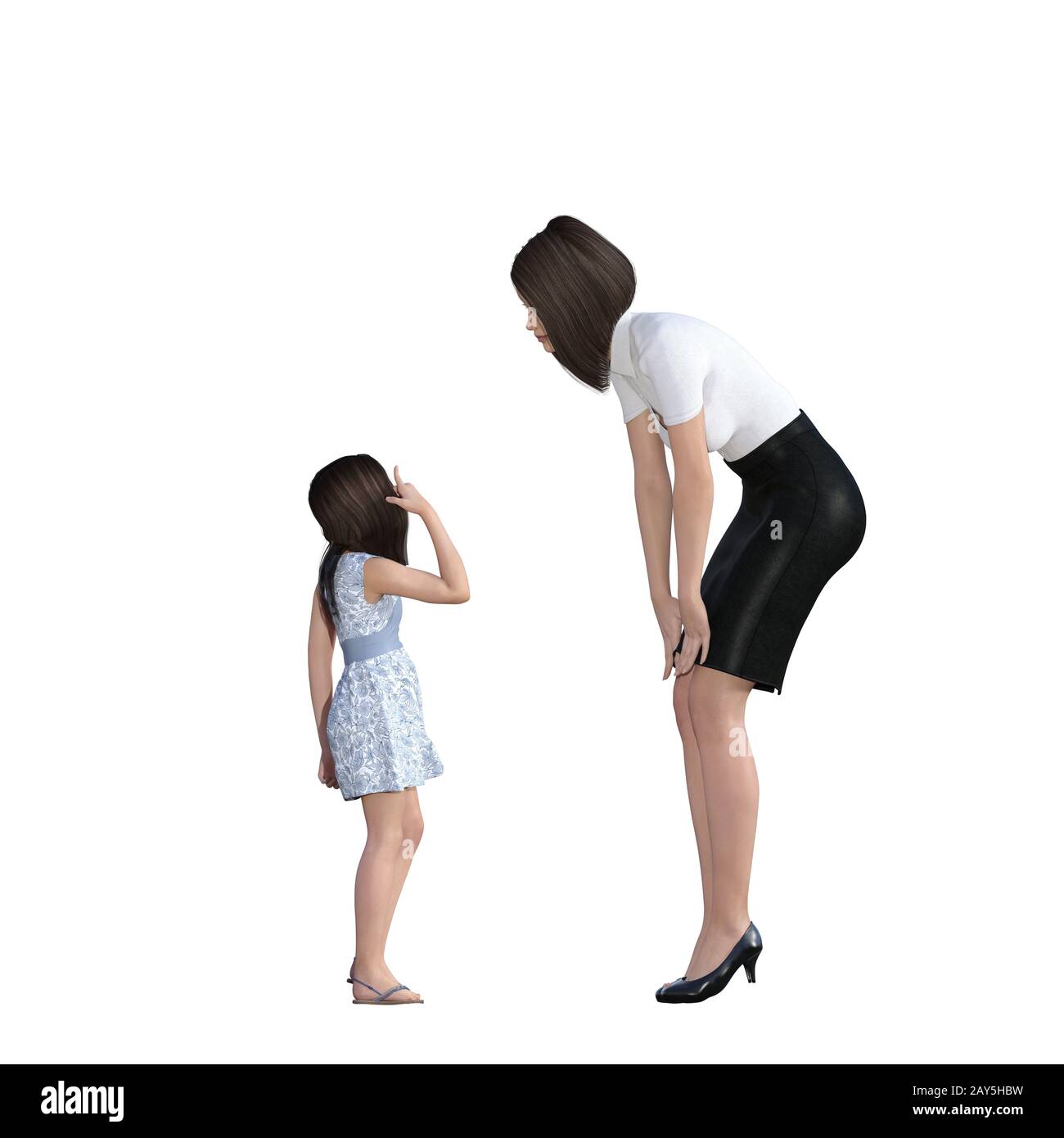 Mutter und Tochter Interaktion von Mädchen erklären Etwas Stockfoto