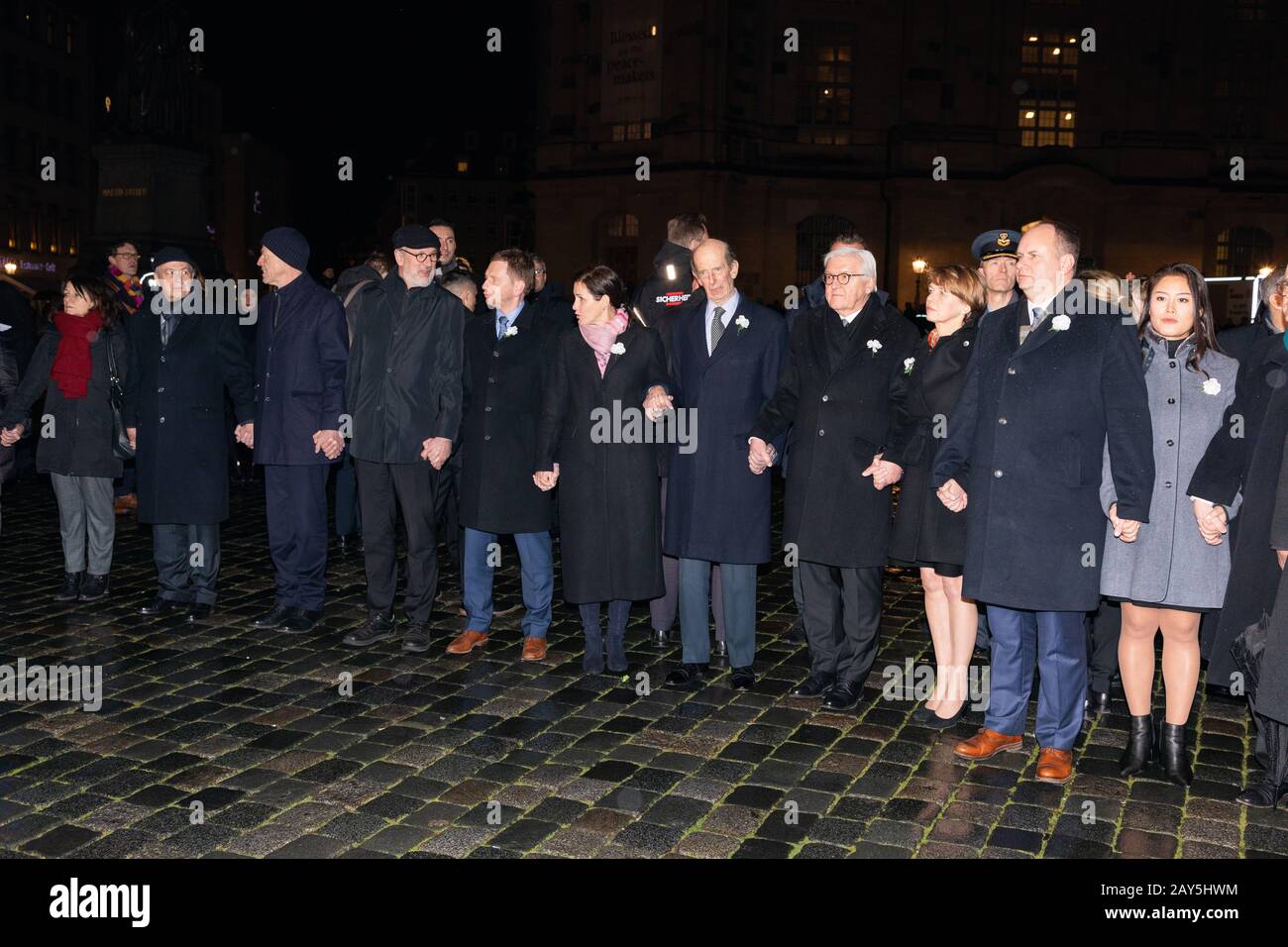 Sebastian Wood, Annett Hofmann, Michael Kretschmer, Edward Herzog von Kent, Frank-Walter Steinmeier, Elke Büdenbender, Dirk Hilbert, Su Yeon Hilbert B. Stockfoto