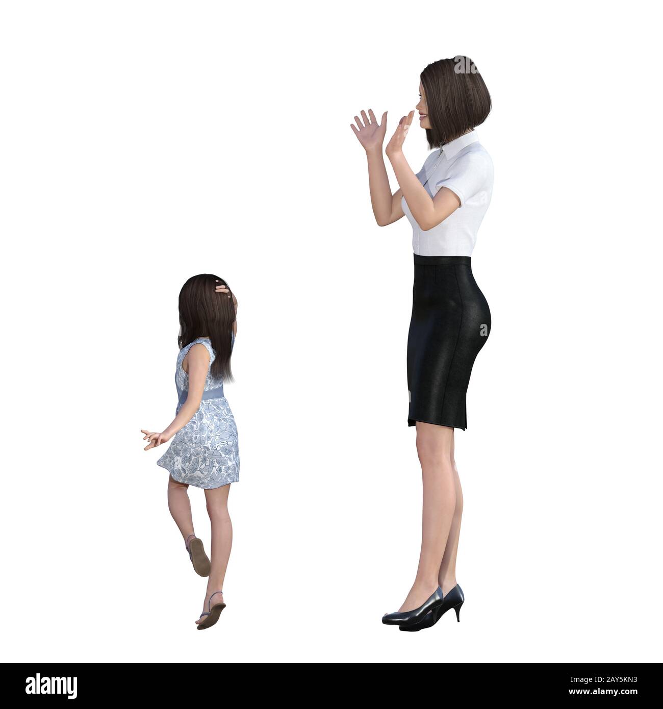 Mutter und Tochter Zusammenspiel von Girl posiert als Modell Stockfoto