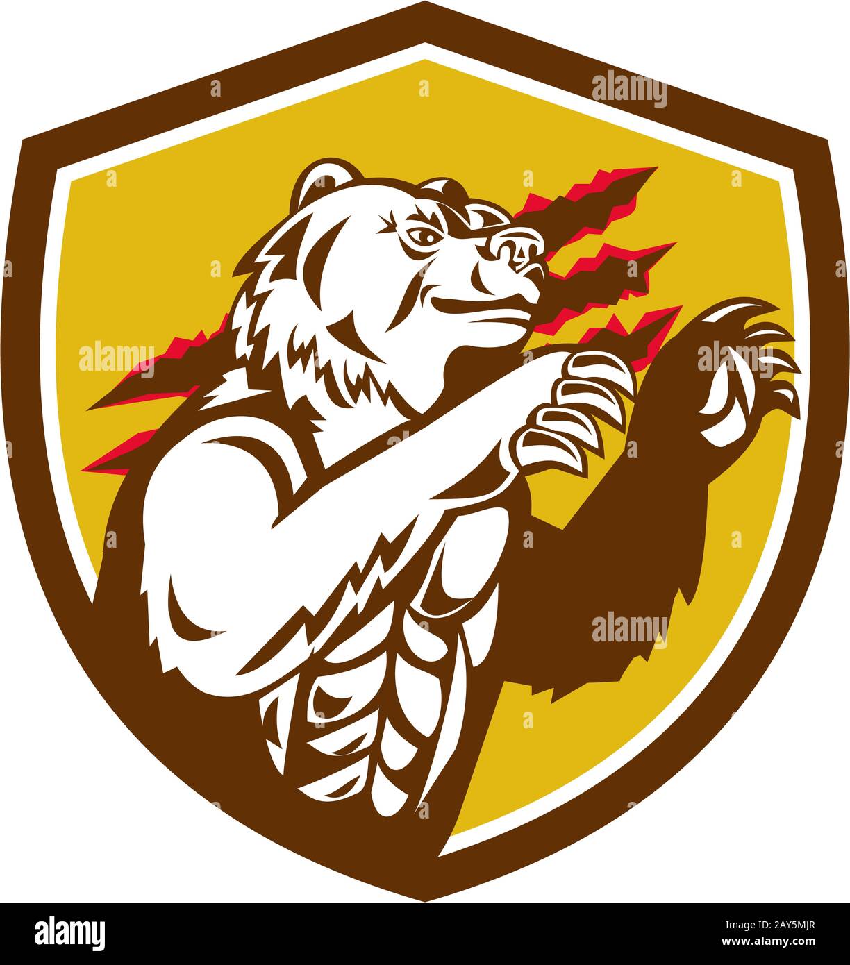 California Grizzly Bear Claw Marken Crest Retro Grinsen Stockfoto