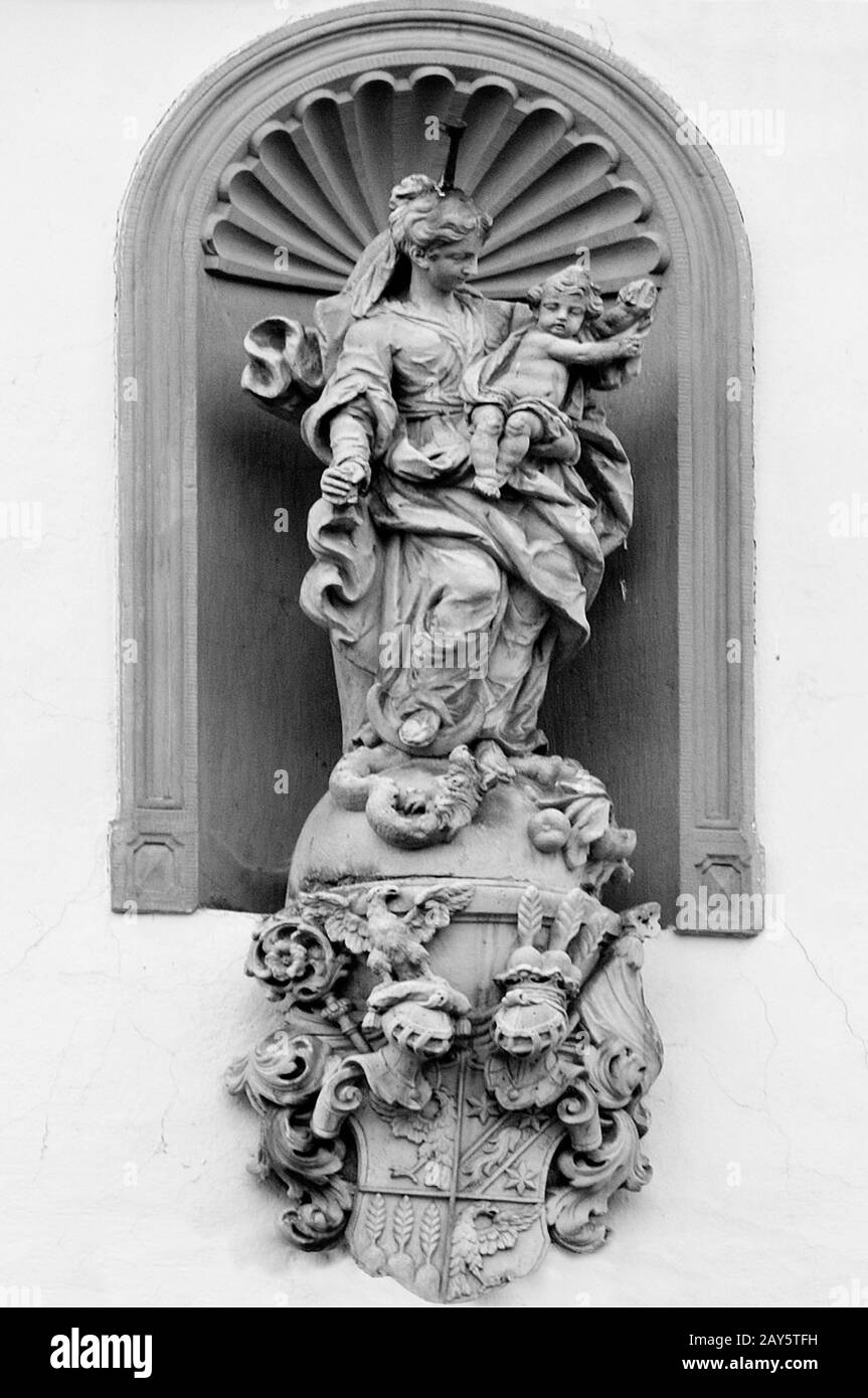 Kloster Frauenalb konch Nische mit apokalyptischer Frau Deutschland schwarz-weiß Stockfoto