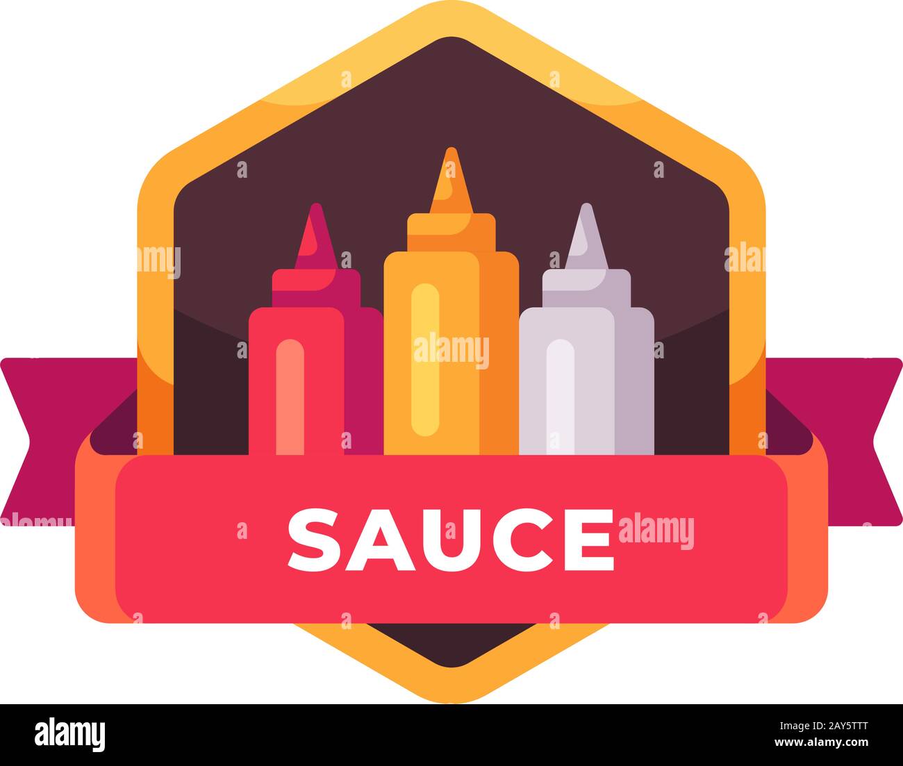 Ketchup-, Senf- und Mayonnaisflaschen. Etikett mit Sauce Tubes Stock Vektor