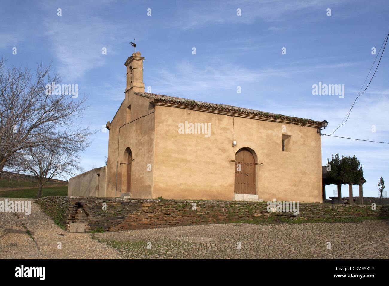 Villarreal de San Carlos, kleine Kirche Senora del Socorro, Extremadura, Spanien Stockfoto