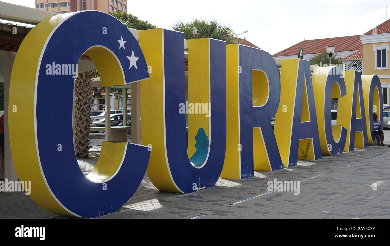 Curacao Schild in Willemstad Stockfoto