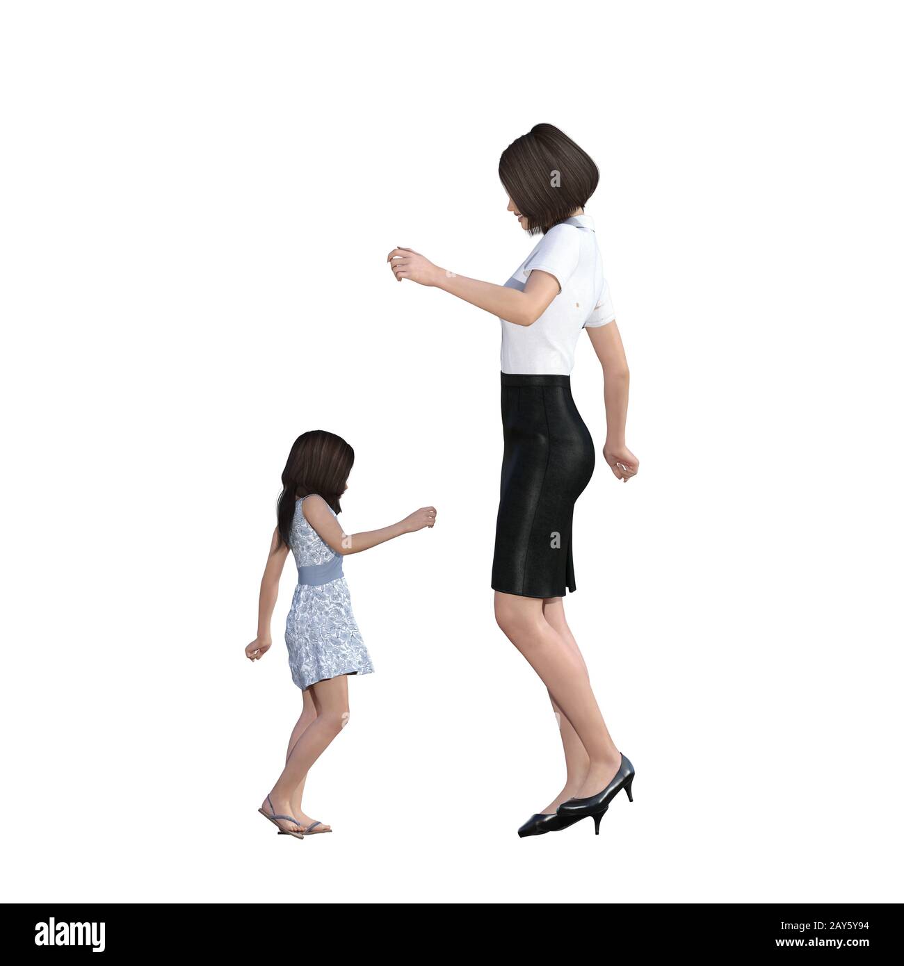Interaktion von Mutter und Tochter zusammen tanzen Stockfoto