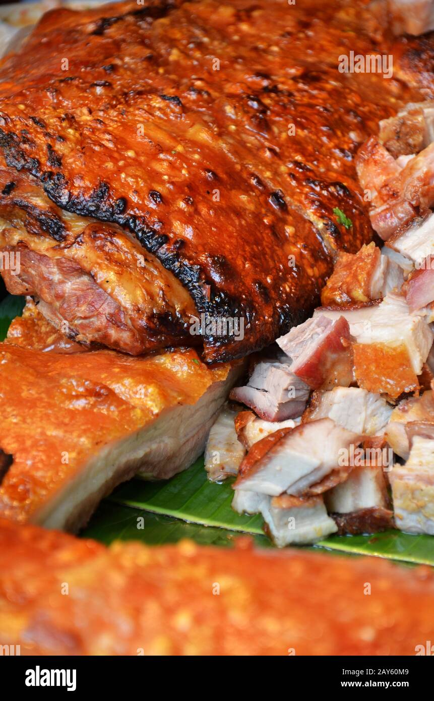 Schweinebraten im Markt Stockfoto