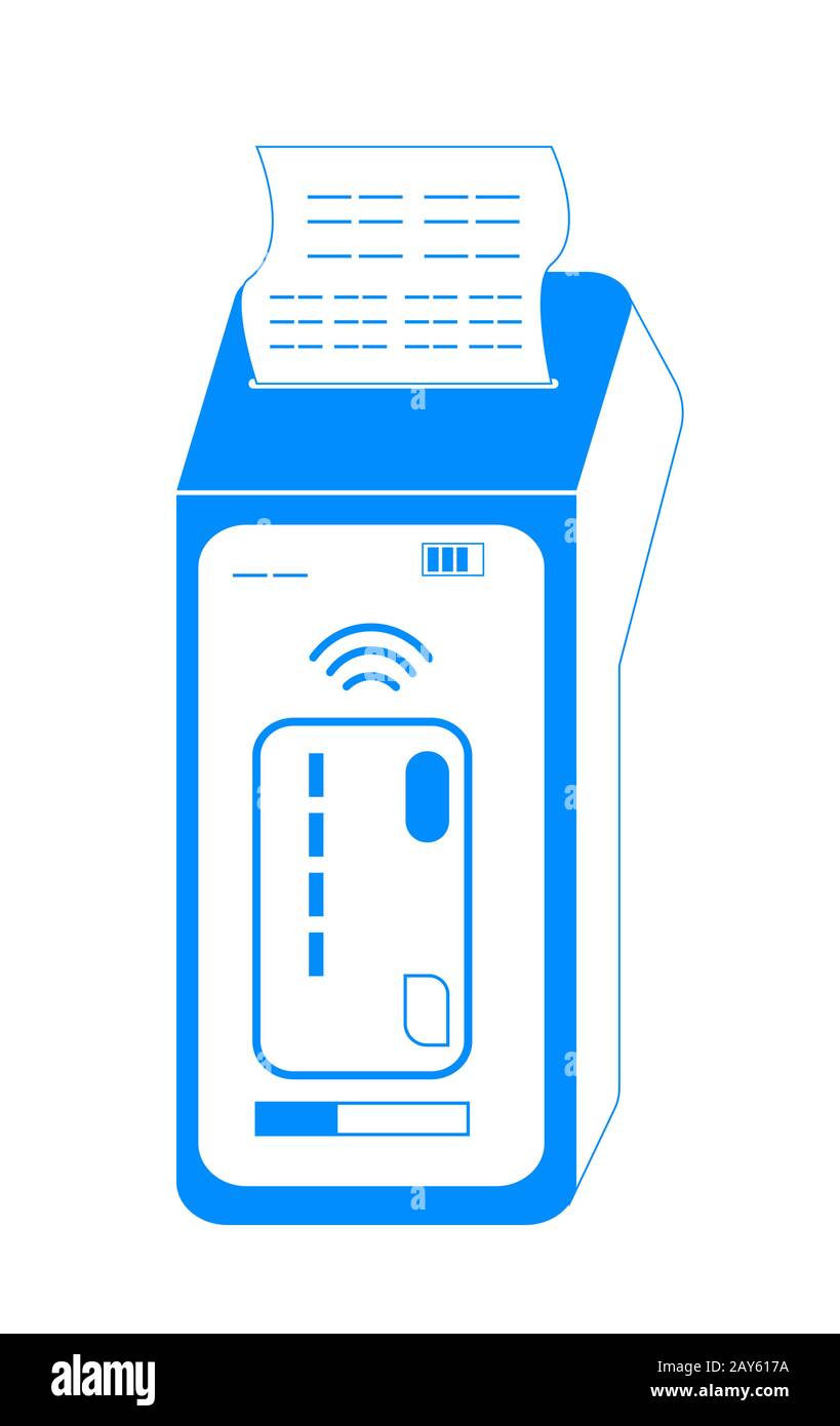 NFC-Terminal-Symbol-Vektor. NFC-Zahlungen per Bankkreditkarte. POS-Terminal bestätigt die Zahlung mit Smartphone. Kontaktloser oder drahtloser Prozess von Stock Vektor