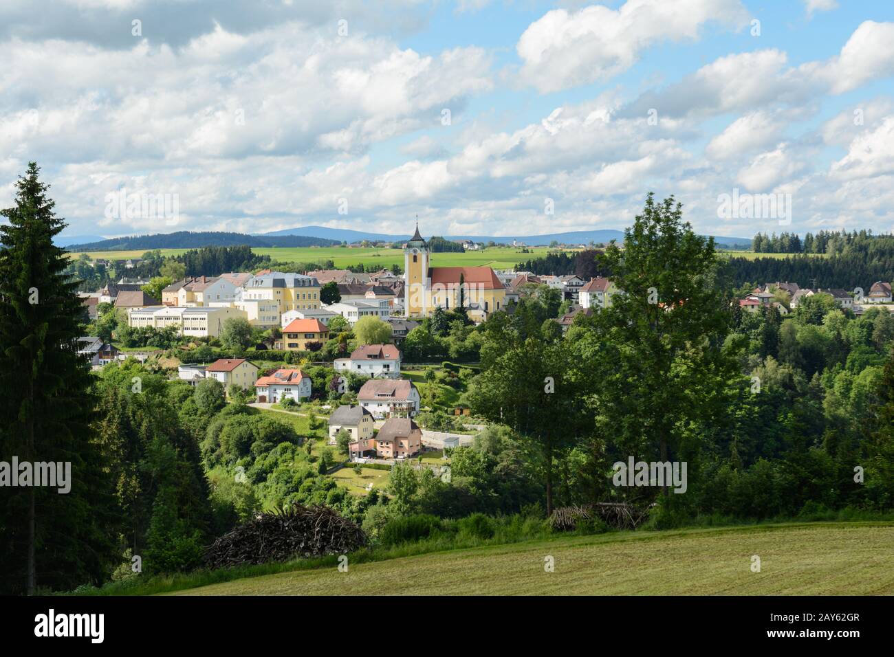 Gemeinde Neufelden im ländlichen Idyll - Österreich Stockfoto