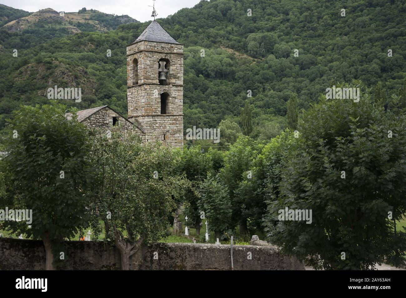 Romanische Kirchen im Dorf Taull in den spanischen Pyrenäen, Zwölftes Jahrhundert Stockfoto