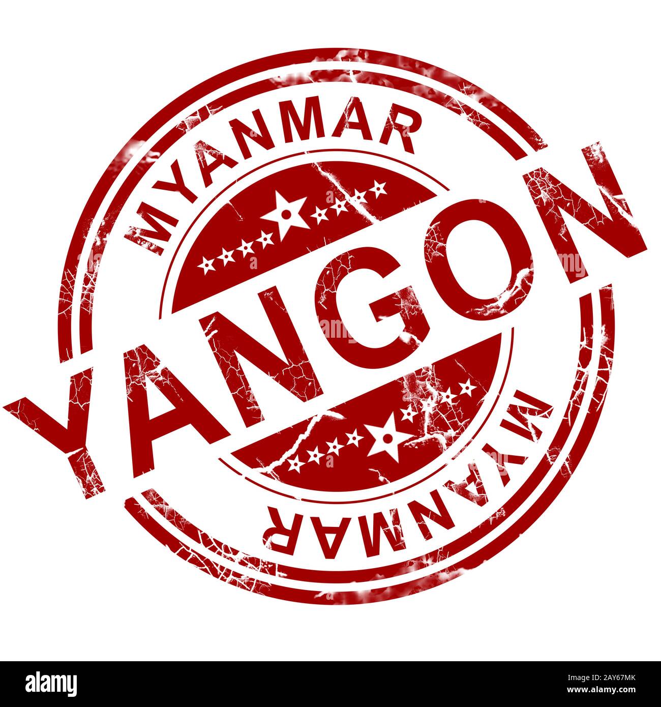 Red Yangon Stempel Stockfoto