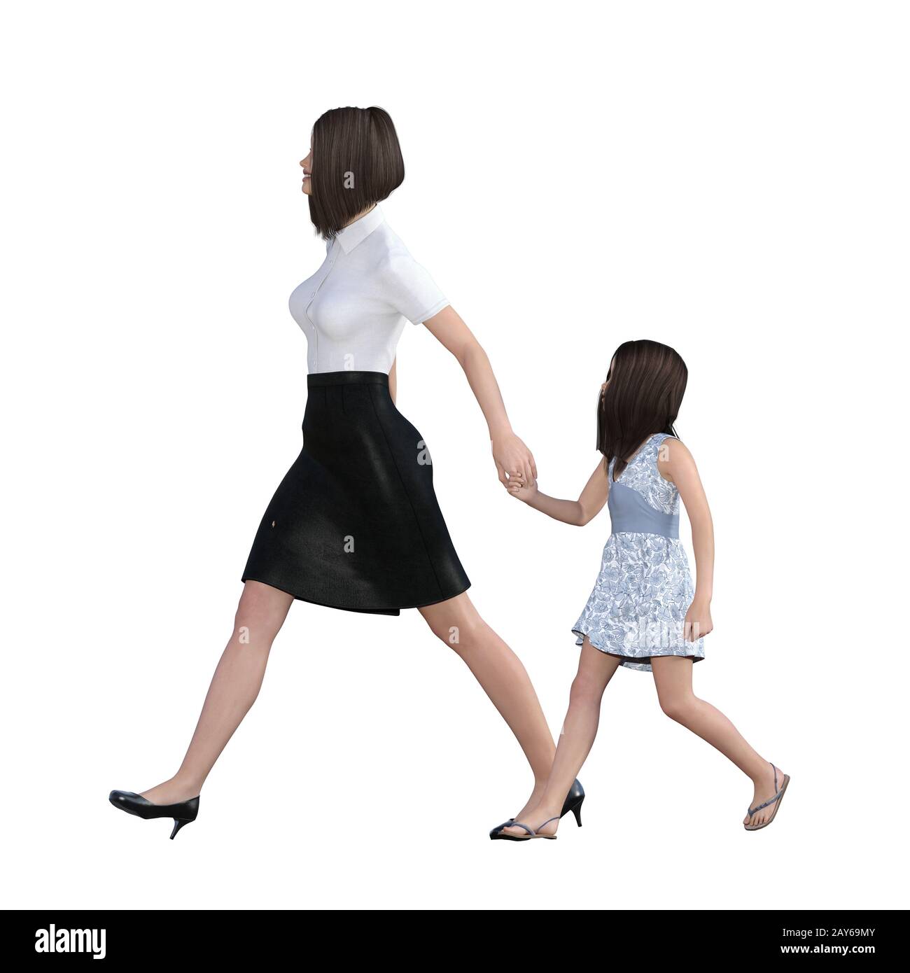 Mutter-Tochter-Interaktion von Girl Holding Mum Hand Stockfoto