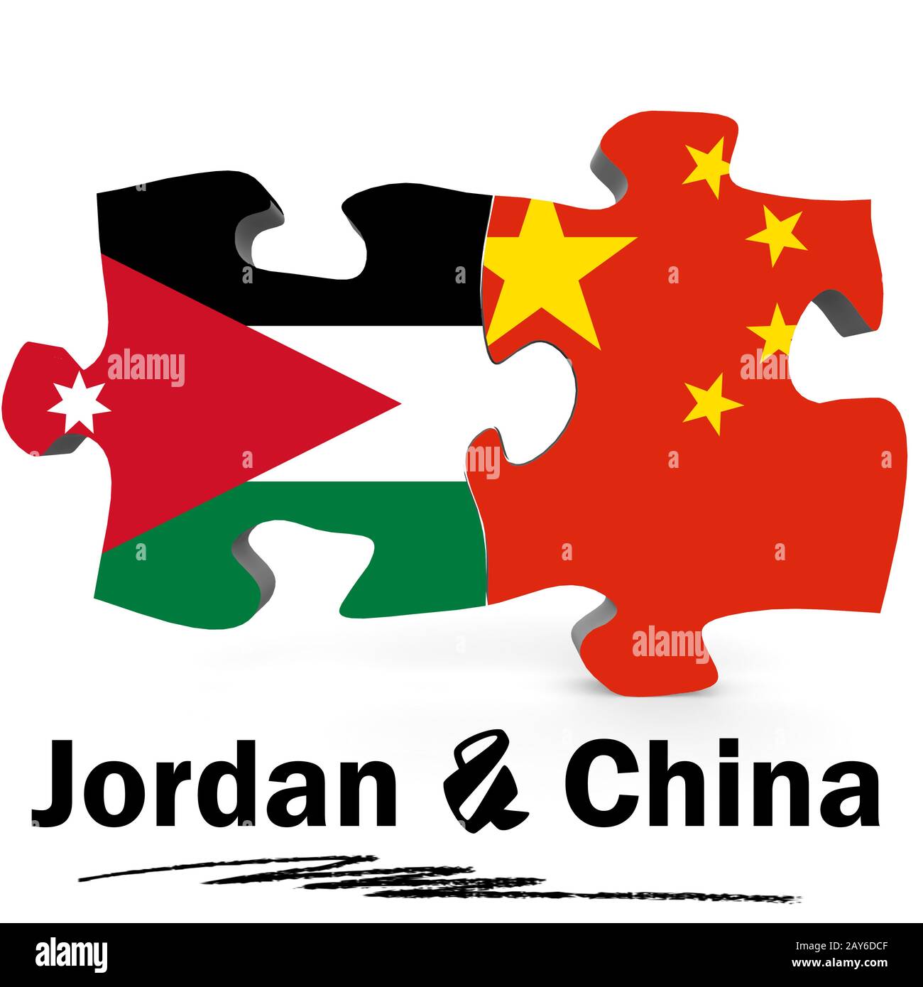 China und Jordanien flags in Puzzle Stockfoto