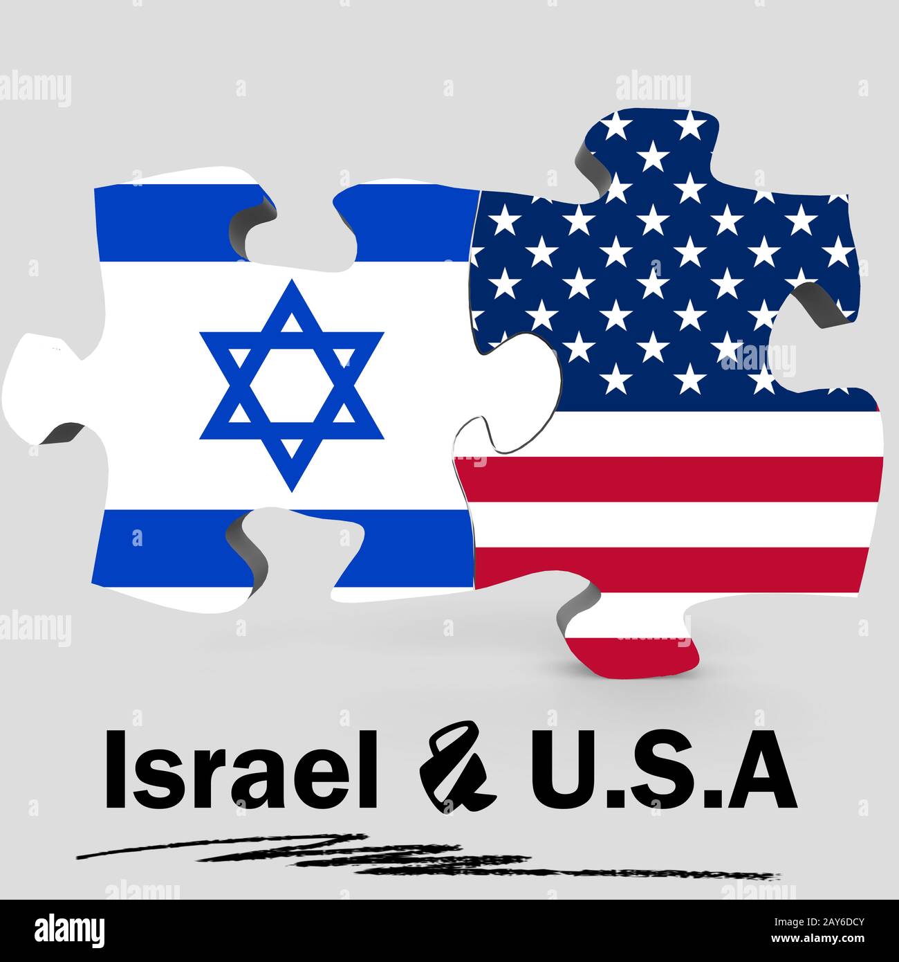 USA und Israel Flaggen in Puzzle Stockfoto