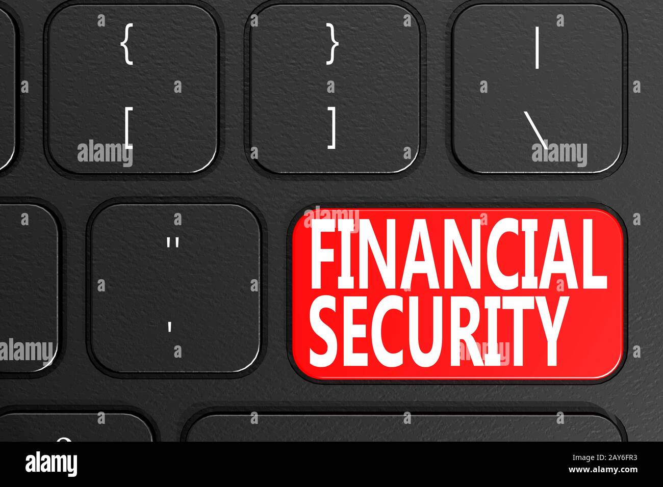 Finanzielle Sicherheit auf Tastatur, schwarz Stockfoto