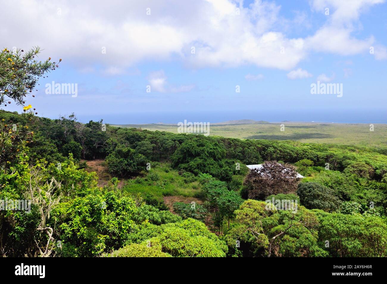 Blick auf das Meer, als die ersten Ansiedler auf die Floreana Island Galapagos Islands Ecuador kamen Stockfoto