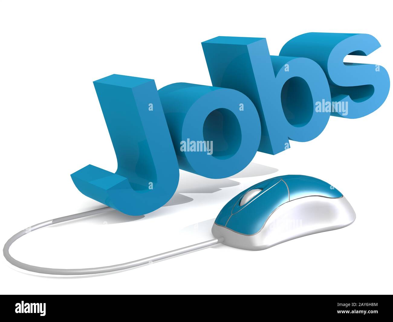 Jobs Wort mit Blue Mouse Stockfoto