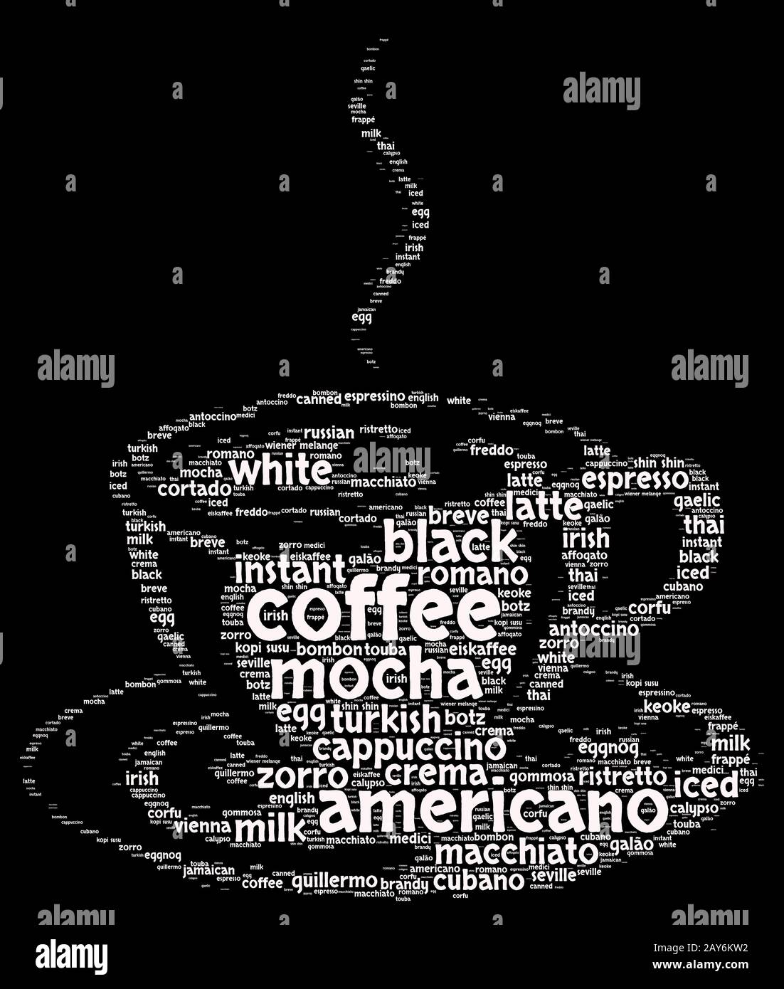 Kaffee Word Cloud-Konzept Stockfoto